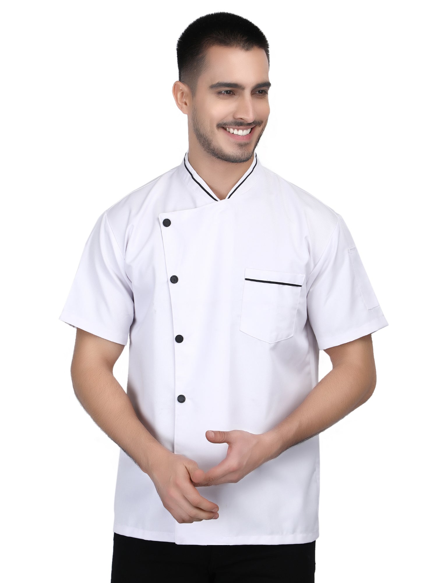 Long Sleeves Men Women Kitchen Chef Jacket Coat Uniform Costume for Food Service Caterers and Culinary Professional – White